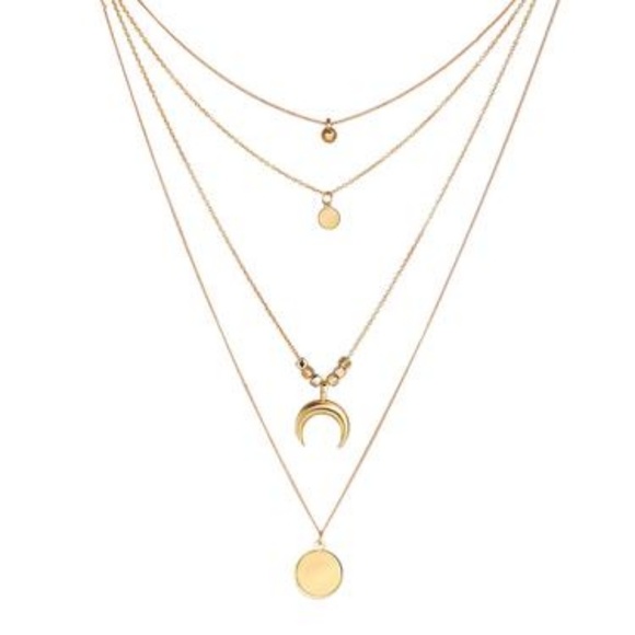 NECKLESS THREE LAYERS MOON GOLD FASHIO JEWELLERY - Picture 3 of 3